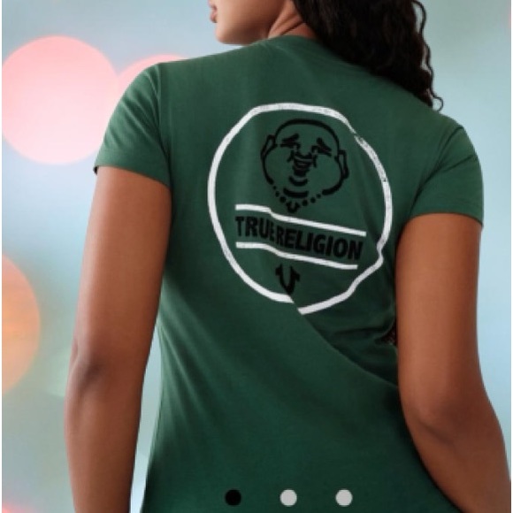 True Religion Women LOGO TEE Green XS NWT - Picture 3 of 8